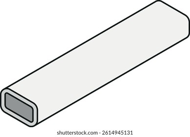 Steel beam icon with a rectangle cross-section isometric view in color line style