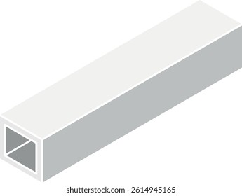 Steel beam icon with a rectangle cross-section isometric view in flat color style
