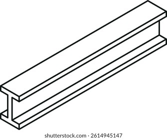 Steel beam icon with i shape cross-section isometric view in thin line style
