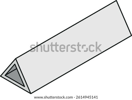 Steel beam icon with a triangle cross-section isometric view in color line style