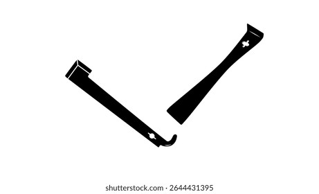 Steel Bee Hive Tool J Hook Bee Frame Lifter and Scraper Equipment Tool, black isolated silhouette