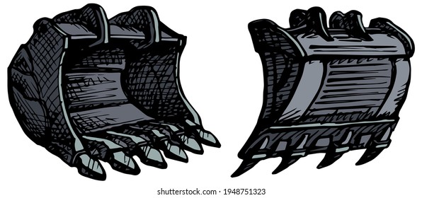 Steel big auto push weight erect arm for hoe rubble demolish on white land text space backdrop. Freehand outline black ink pen hand drawn build lift crane logo emblem pictogram in doodle print style