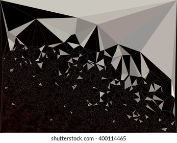 Steel big broken low poly on black background