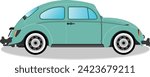 steel blue car illustration - vector