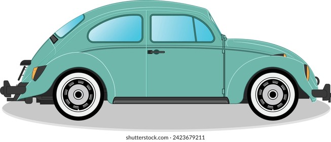 steel blue car illustration - vector