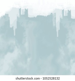 steel blue watercolor silhouette pattern with blurred area and hard edged upper border, vector illustration