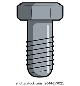 steel bolt metal flat color vector illustration template design