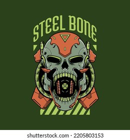Steel bone scary robot illustration