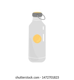 Steel bottle. Zero Waste element - steel bottle. No plastic. Hand drawn vector Illustration isolated on white background