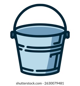 steel bucket household cleaning container flat color vector illustration template design