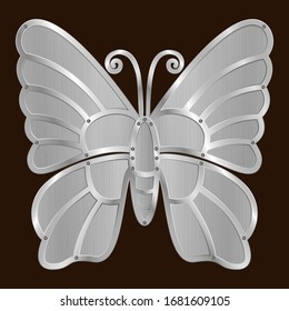 steel butterfly with metal sheet .vector iron insect