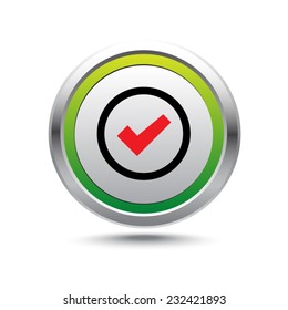 Steel button check vector icon
