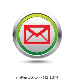 Steel button email vector icon