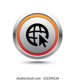 Steel button go to web vector icon