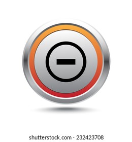 Steel button minus vector icon