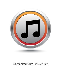 Steel button music vector icon