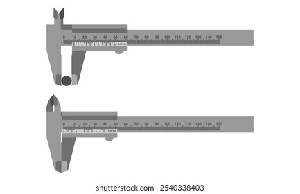 Herramienta de medición de pinza de acero. Ilustración vectorial