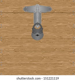 Steel canopy with a decorative pattern and a padlock on a background texture Joiners product.