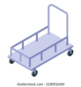 Steel cart icon isometric vector. Hotel design. Man pushcart