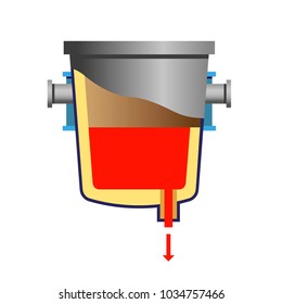 Steel casting ladle. Vector illustration isolated on white background