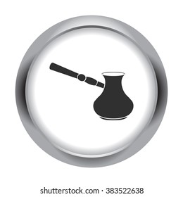 Steel cezve simple icon on round background