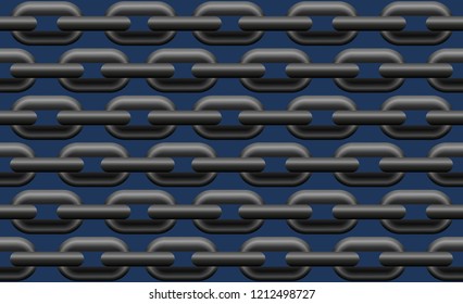Steel chain pattern. Seamless expandable, blue background, vector illustration.