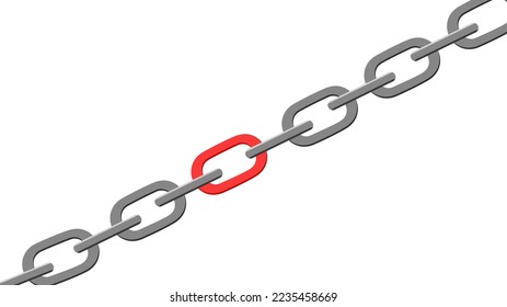 Steel chain and strong links. vector