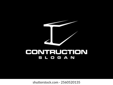 steel channel beam design vector, heavy construction logo design.