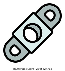 Steel cigar cutter icon outline vector. Smoke pipe. Burn pack color flat