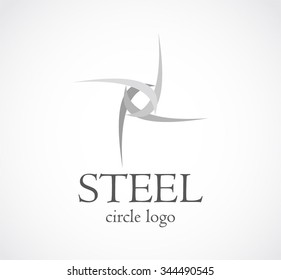 Steel circle of metallic abstract vector and logo design or template ... icon of ... symbol concept