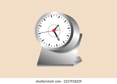 Steel clock standing for office. Colored flat graphic vector illustration isolated.
