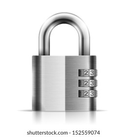 Steel Closed Isolated Padlock. Eps10 vector illustration