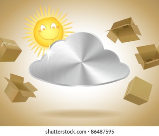 steel cloud with floating carton box