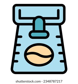 Steel coffee pot icon outline vector. Cezve cup. Bean drink color flat