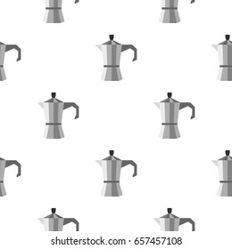 Steel coffee pot pattern seamless background in flat style repeat vector illustration