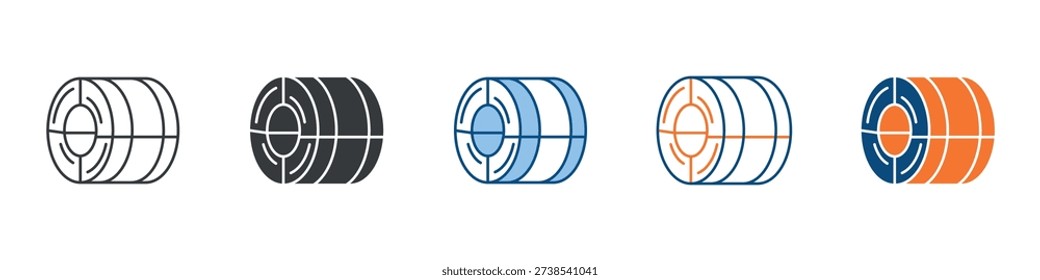 Steel Coil Icon Set Multiple Style Collection