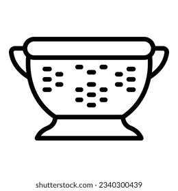 Steel colander icon outline vector. Cooking sieve. Bowl filter