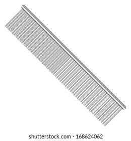 Steel comb for pets with different spacing between the teeth. Vector illustration.