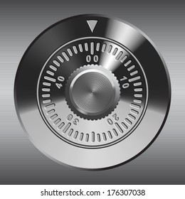Steel combination lock, realistic vector illustration.