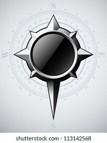 Steel compass rose with scale. Vector illustration.