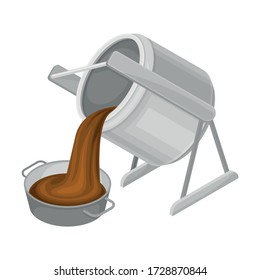 Steel Container with Chocolate Mass Pouring in Bowl Vector Illustration