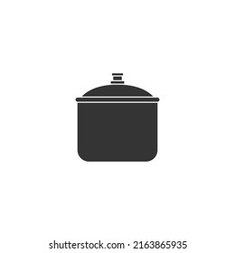 Steel cooking pot vector. Steel cooking pot icon with silhouette style. Icon for web design, apps, sticker, banner, poster, printing usage and part of logo. 