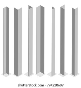 Steel corner isolated on white background. Design elements for the construction and reconstruction. Flat 3D isometric style, vector illustration.