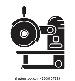 Vector del icono de la cortadora de acero en el fondo blanco