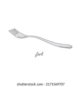 Steel dessert fork isolated on white background