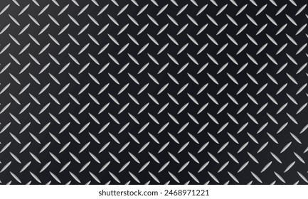 Steel diamond plate vector, industry iron floor texture background. Metal flooring background Rough stainless walkway, grid floor vector illustration