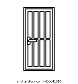 Steel door icon in outline style isolated vector illustration. Jail icon