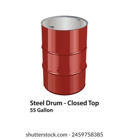 Steel Drum Closed Top Illustration. This is realistic drawing is made in vector based