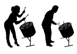 Steel Drum Players Silhouettes 