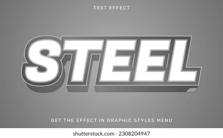 Steel editable text effect in 3d style. Suitable for brand or business logo